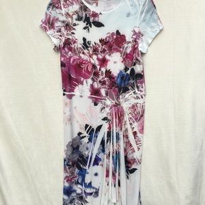 White dress with modern tropical floral print!